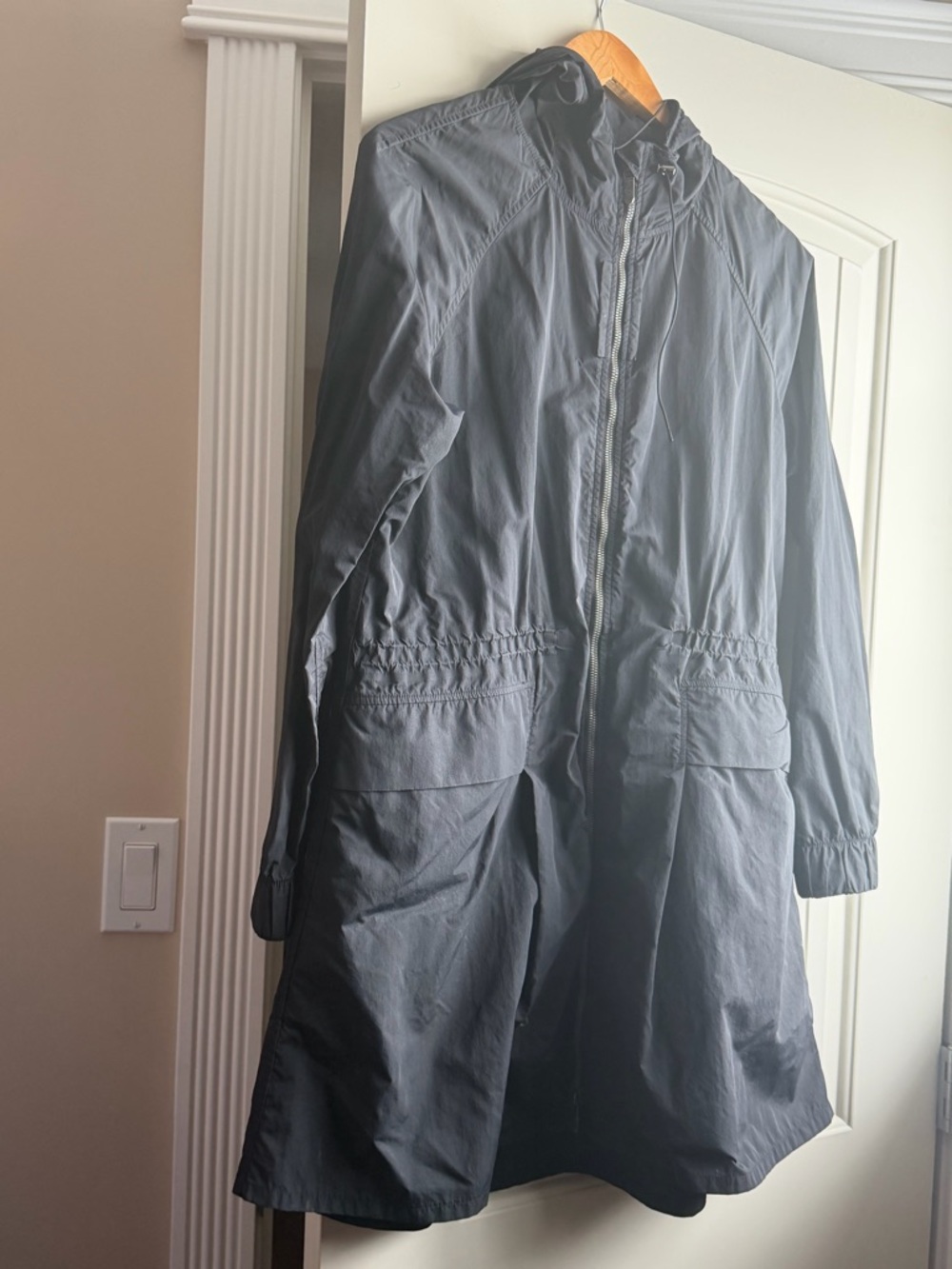 lululemon athletica Black Hooded Raincoat with Drawstring Waist
